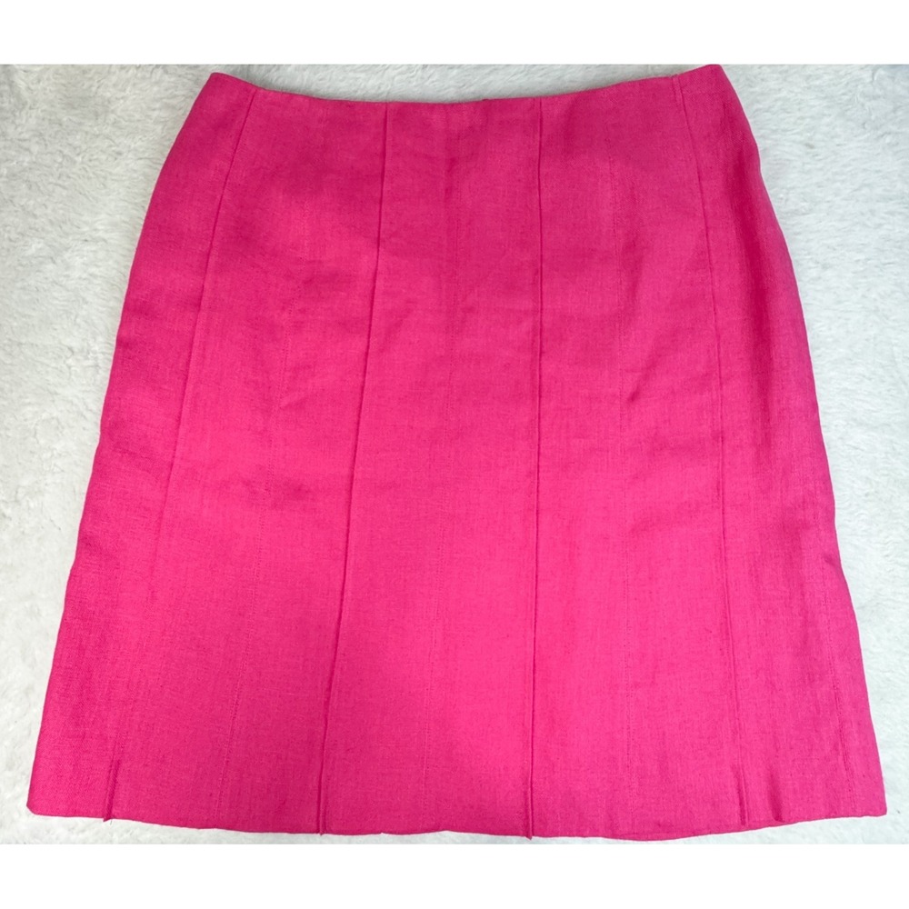 Talbots Petites Irish Linen Skirt 10P Pink A Line Knee Length Lined Career EUC